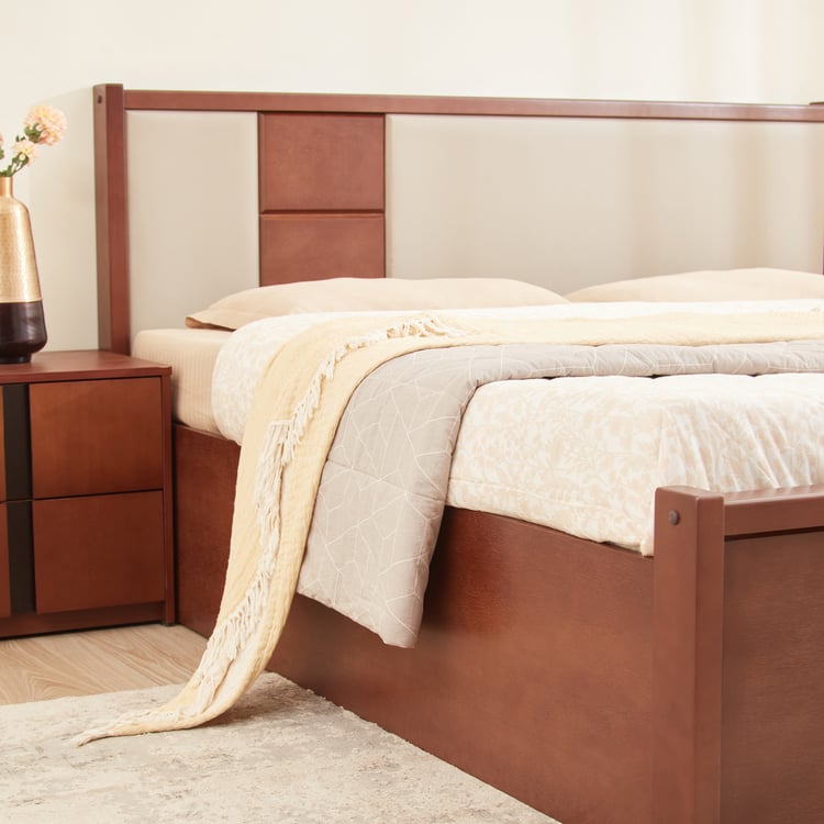 Denis Spector Mahogany Wood King Bed with Hydraulic Storage - Walnut