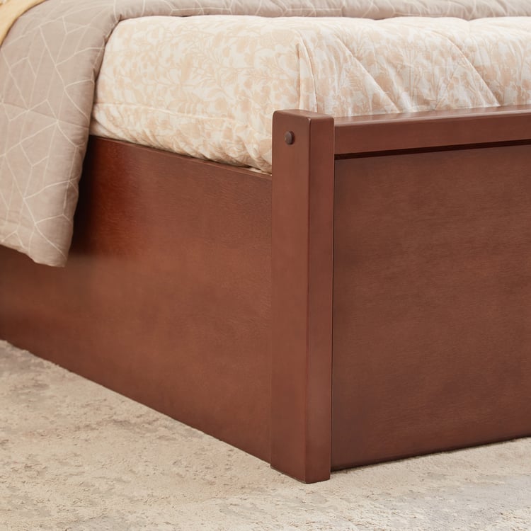 Denis Raiden Mahogany Wood King Bed with Hydraulic Storage - Walnut