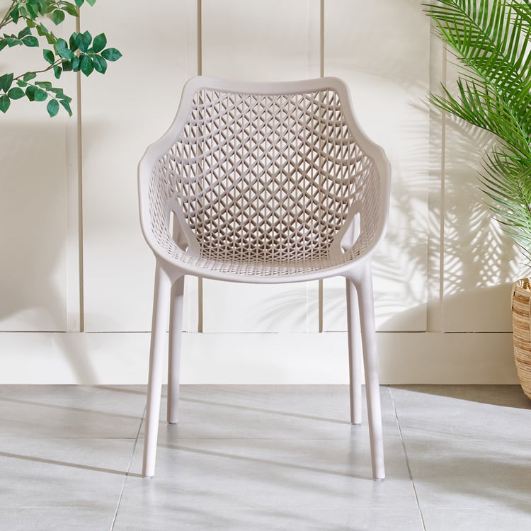 Mesh Static Polypropylene Outdoor Chair - Beige