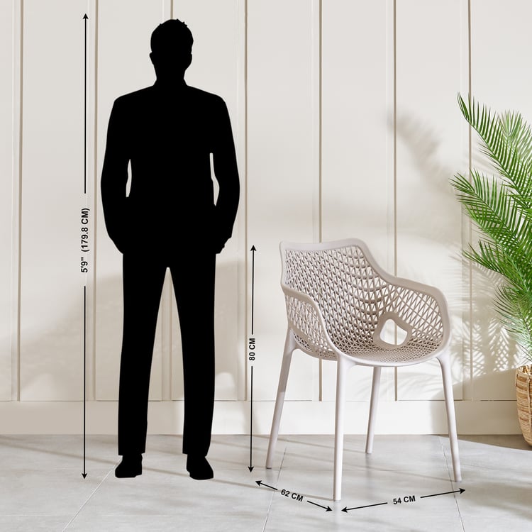 Mesh Static Polypropylene Outdoor Chair - Beige