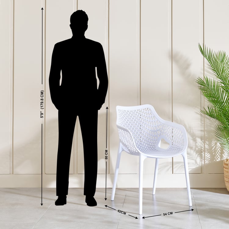 Mesh Static Polypropylene Outdoor Chair - White