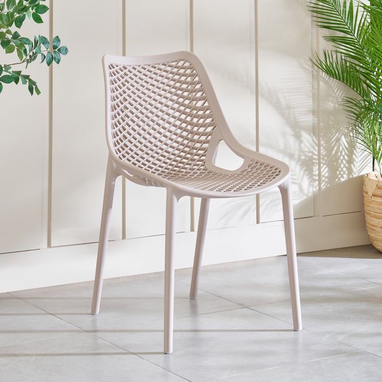 Mesh Static Polypropylene Outdoor Chair - Beige