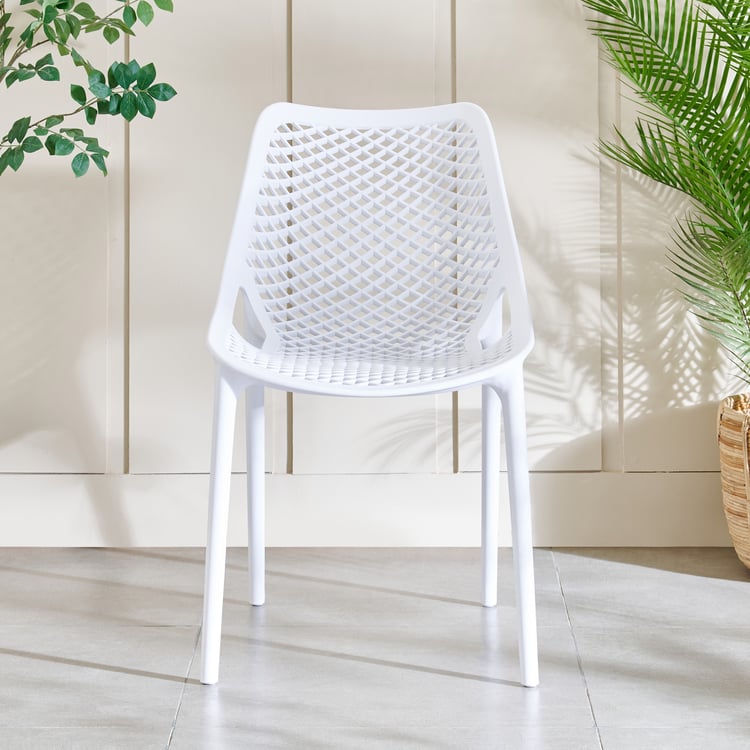 Mesh Static Polypropylene Outdoor Chair - Beige