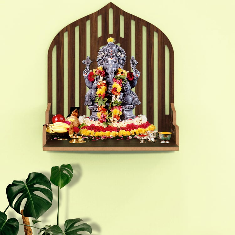 HOME SPARKLE Wall Mandir - Brown