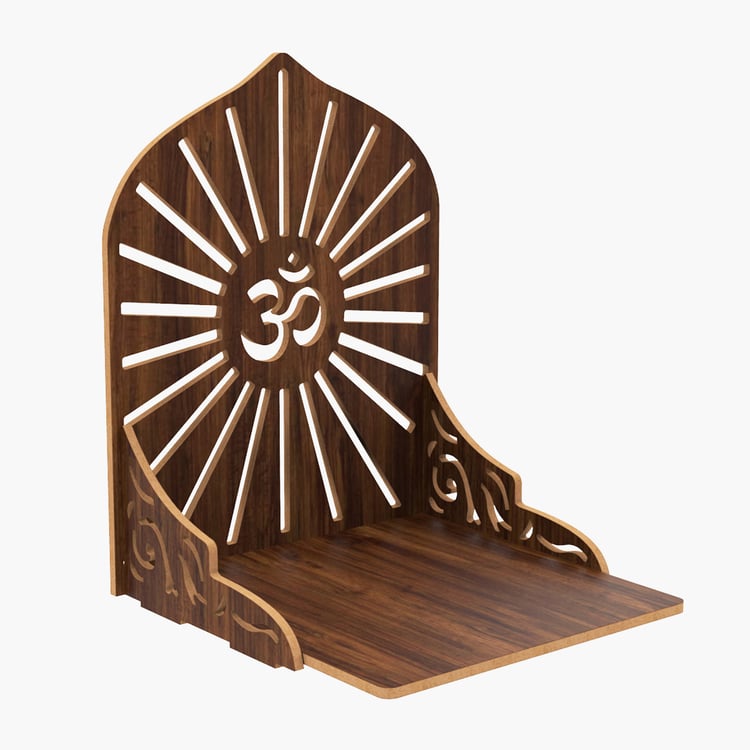 HOME SPARKLE Om Mandir Wall Shelf - Brown