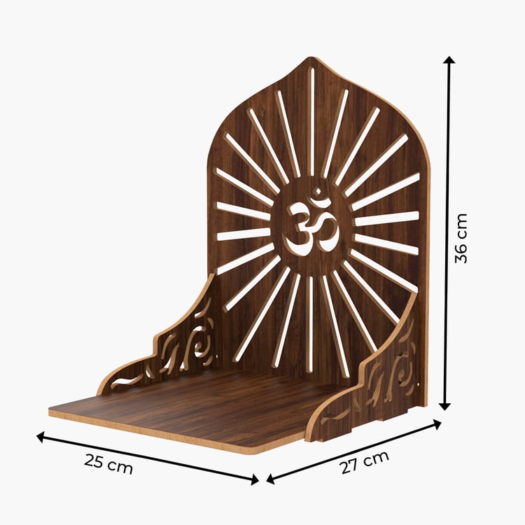 HOME SPARKLE Om Mandir Wall Shelf - Brown