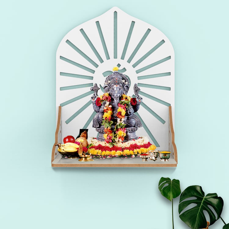 HOME SPARKLE Om Mandir Wall Shelf - White