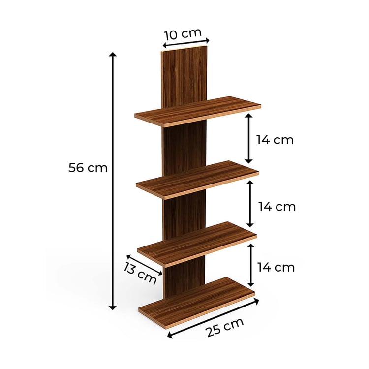 HOME SPARKLE 4-Tier Floating Wall Shelf - Brown