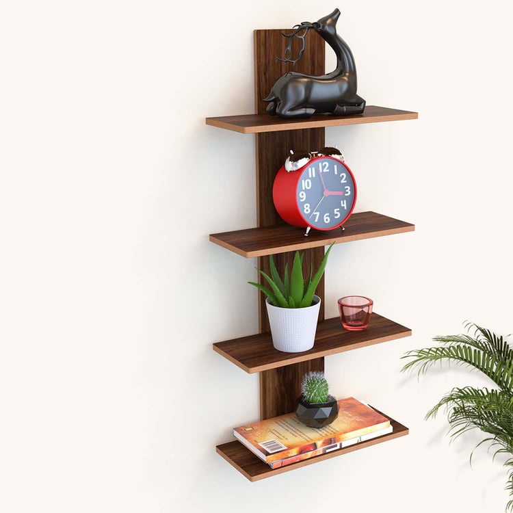HOME SPARKLE 4-Tier Floating Wall Shelf - Brown