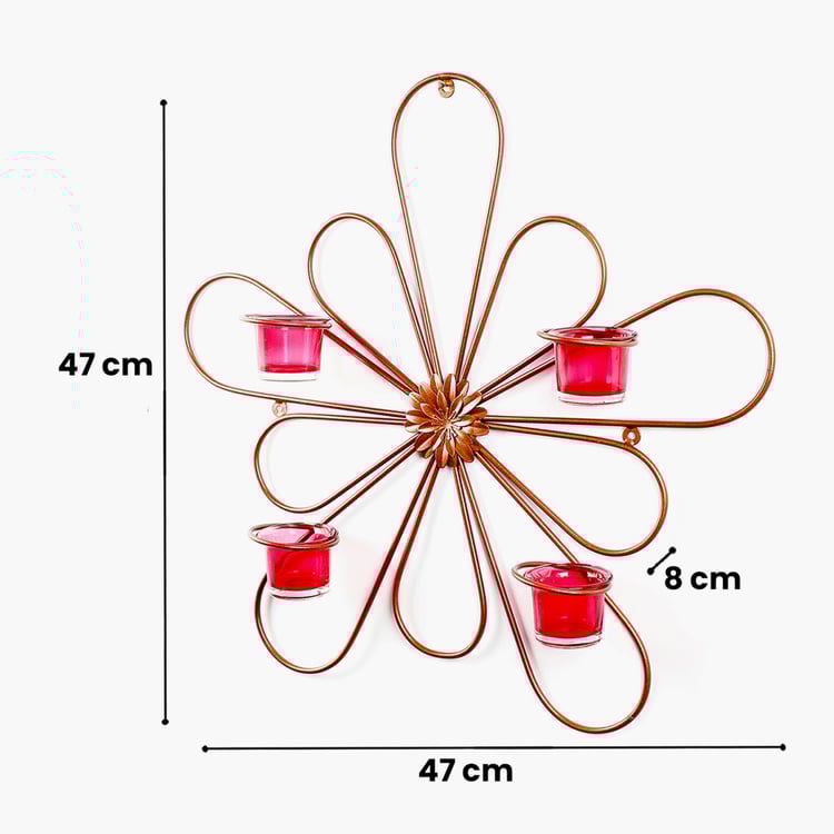 HOME SPARKLE Metal and Glass Floral Multi Wall Votive Holder