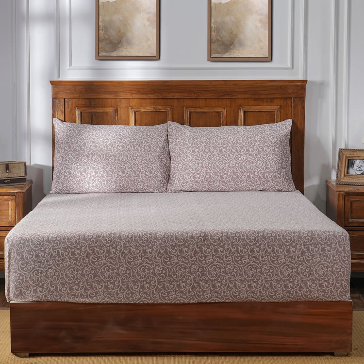 MASPAR Vintage Acanthus Serenity Cotton 400TC Printed 3Pcs Super King Bedsheet Set