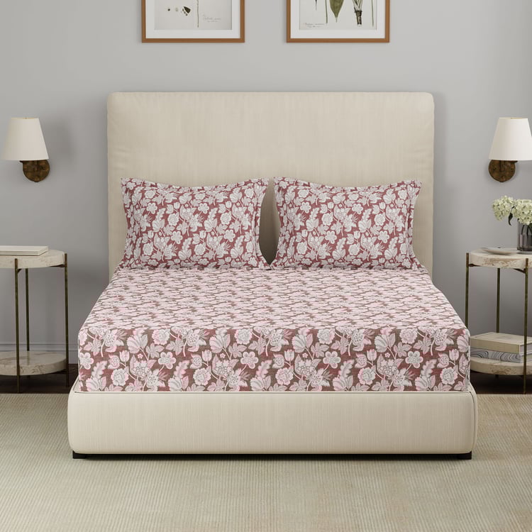 MASPAR Hermosa Eclectic Garden Cotton Printed 3Pcs Super King Bedsheet Set