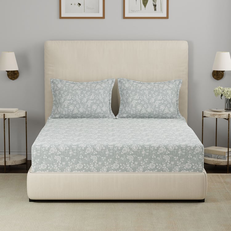 MASPAR Hermosa Eclectic Garden Cotton Printed 3Pcs Super King Bedsheet Set