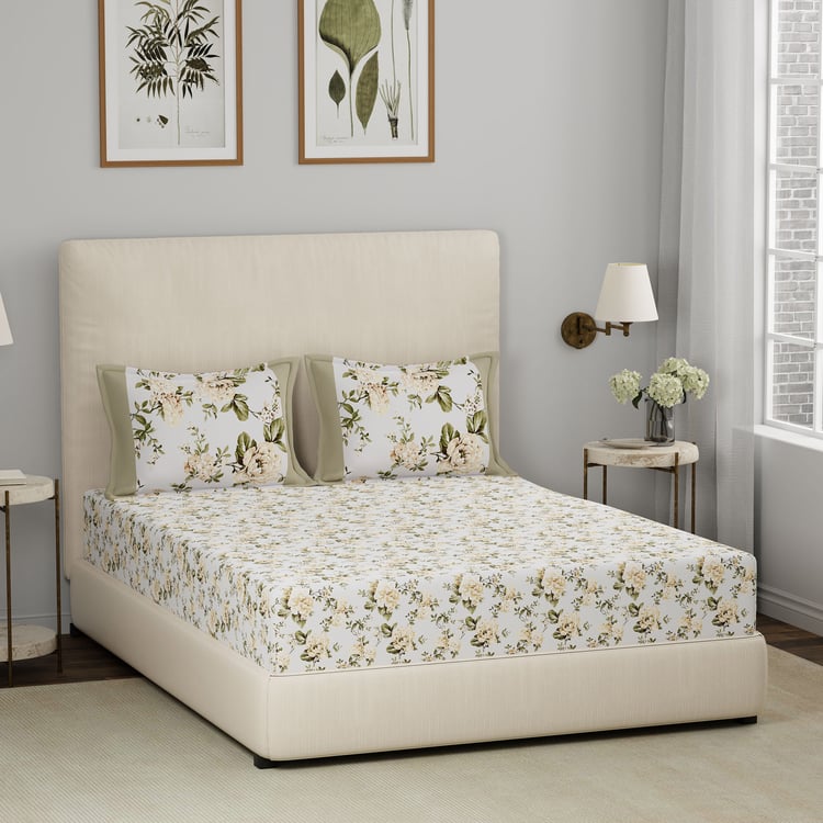 MASPAR Hermosa Eclectic Garden Cotton Printed 3Pcs Queen Bedsheet Set