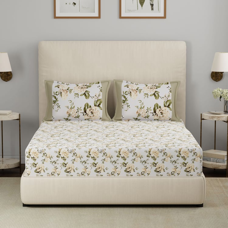 MASPAR Hermosa Eclectic Garden Cotton Printed 3Pcs Queen Bedsheet Set