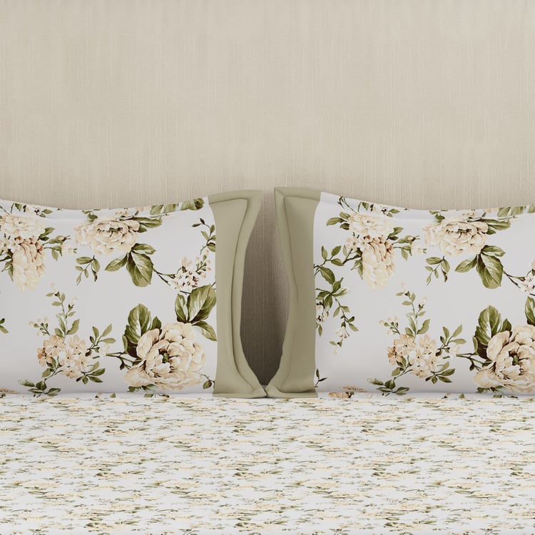 MASPAR Hermosa Eclectic Garden Cotton Printed 3Pcs Queen Bedsheet Set