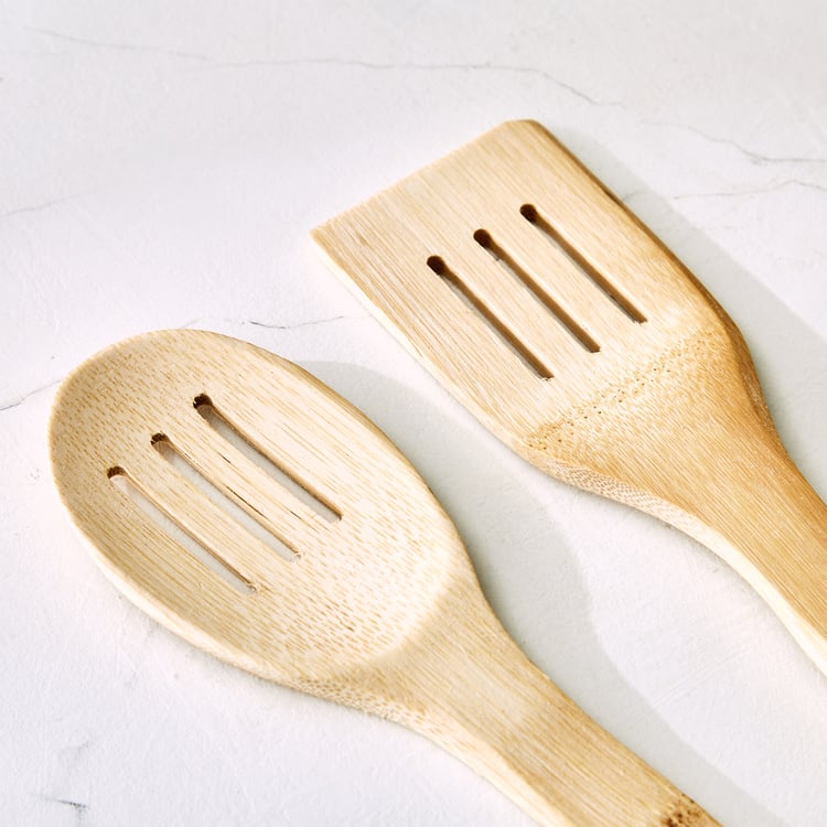 Chef Cubis Edulis 5Pc Bamboo Cutlery Set with Holder
