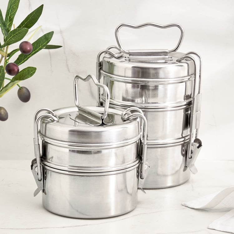 Corsica Aresco Stainless Steel 2-Tier Tiffin Box with Clip