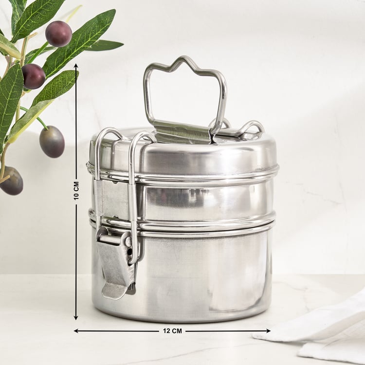 Corsica Aresco Stainless Steel 2-Tier Tiffin Box with Clip