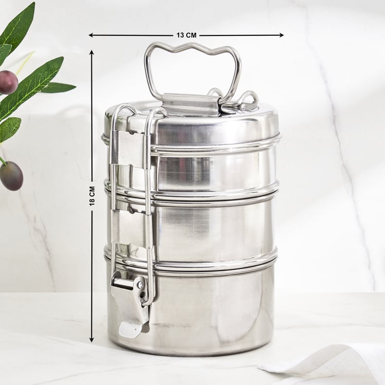 Corsica Aresco Stainless Steel 3-Tier Tiffin Box with Clip