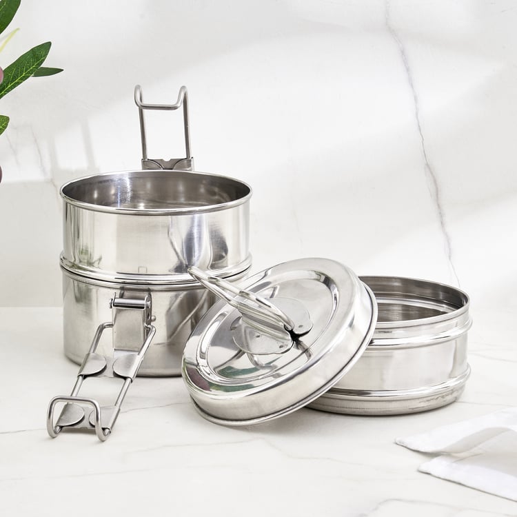 Corsica Aresco Stainless Steel 3-Tier Tiffin Box with Clip