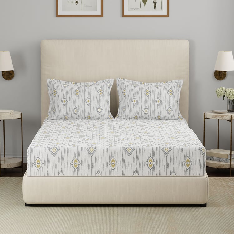 MASPAR Hermosa Eclectic Garden Cotton Printed 3Pcs Super King Bedsheet Set
