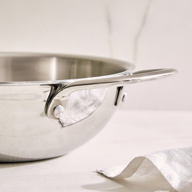 Valeria Carin Tri-Ply Stainless Steel Induction Compatible Kadhai with Lid - 1.6L