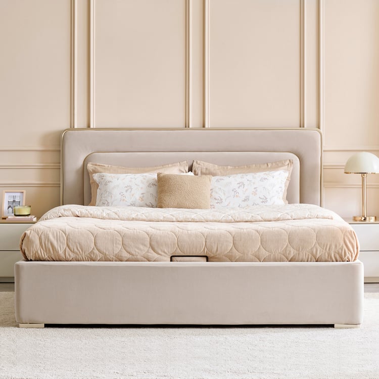 Homeshores King Bed with Hydraulic Storage - Greige