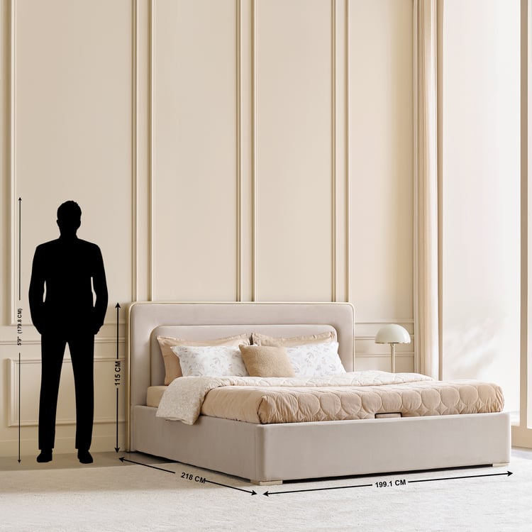 Homeshores King Bed with Hydraulic Storage - Greige