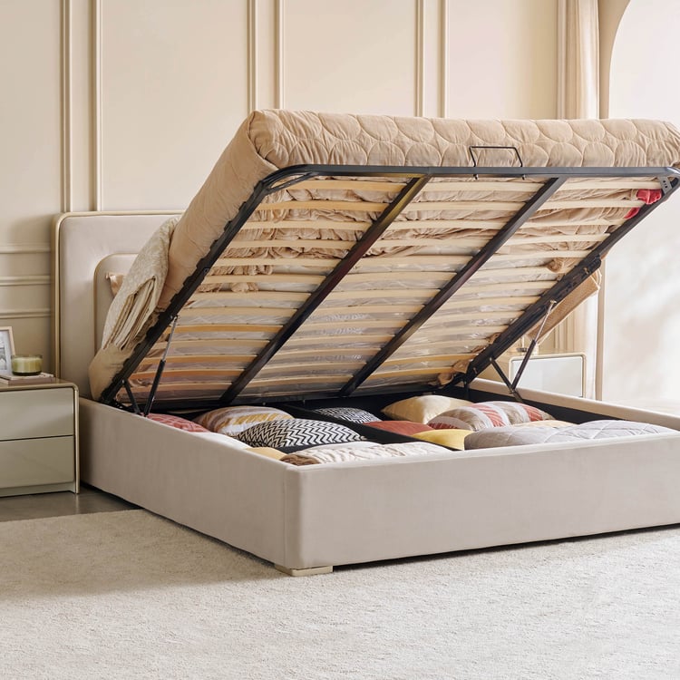 Homeshores King Bed with Hydraulic Storage - Greige