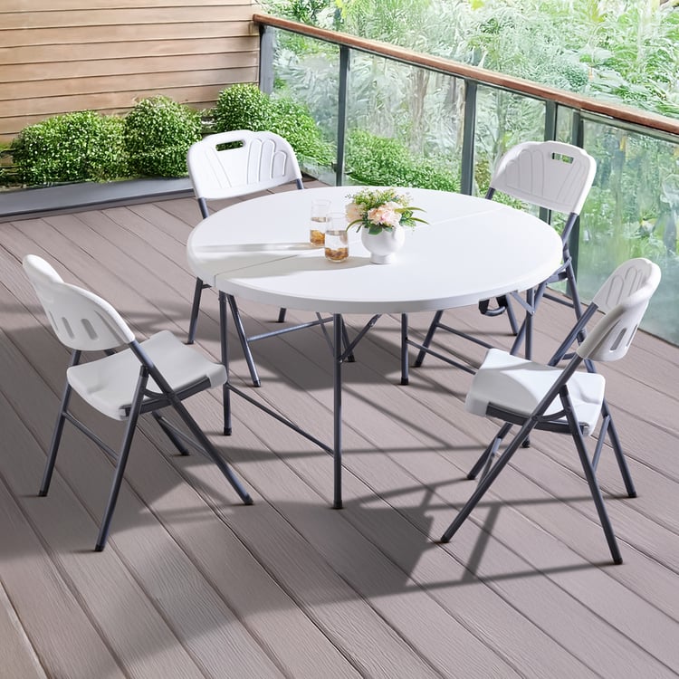 Helios Alexis 4-Seater Folding Outdoor Dining Set with Chairs - Grey