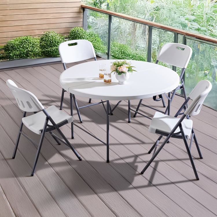 Helios Alexis Metal 4-Seater Outdoor Folding Dining Set with Chairs - Grey