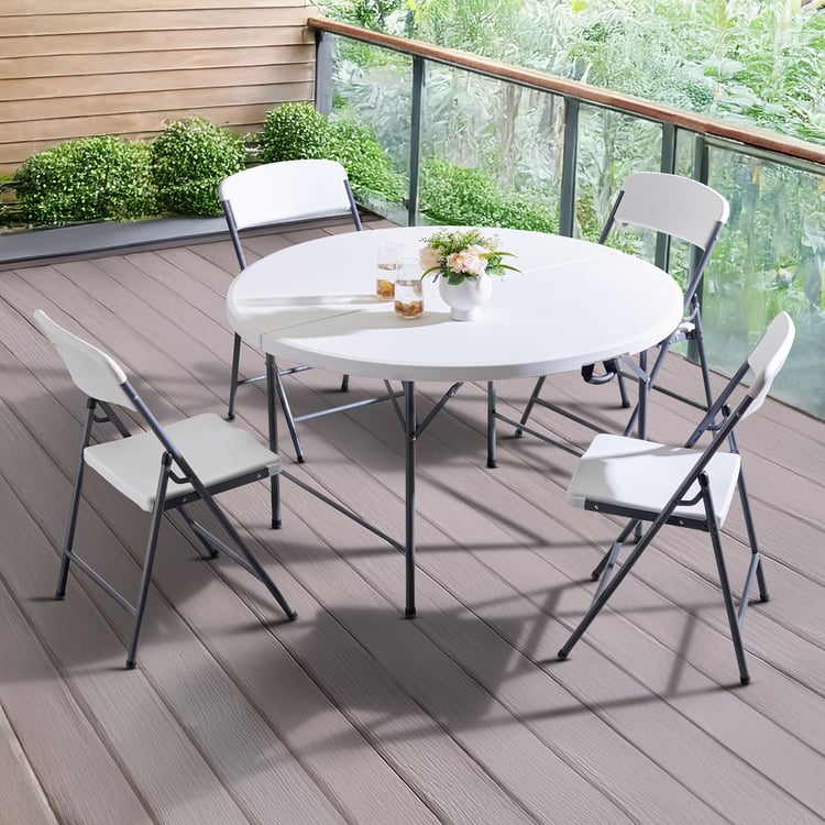 Helios Alexis 4-Seater Folding Dining Set with Chairs - Grey