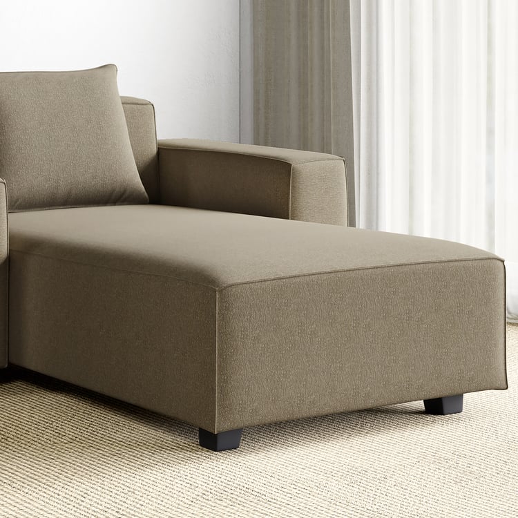 Helios Brigade Fabric 1-Seater Lounge Sofa with Cushion - Brown