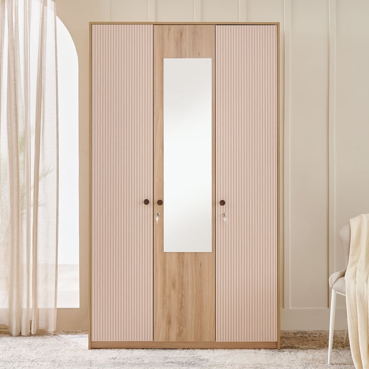 Lexus 3-Door Wardrobe with Mirror - Brown