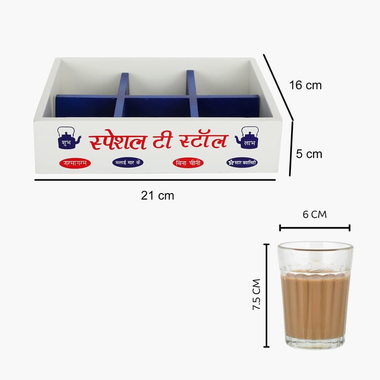 EK DO DHAI Set of 6 Cutting Chai Glasses with Tray - 60ml