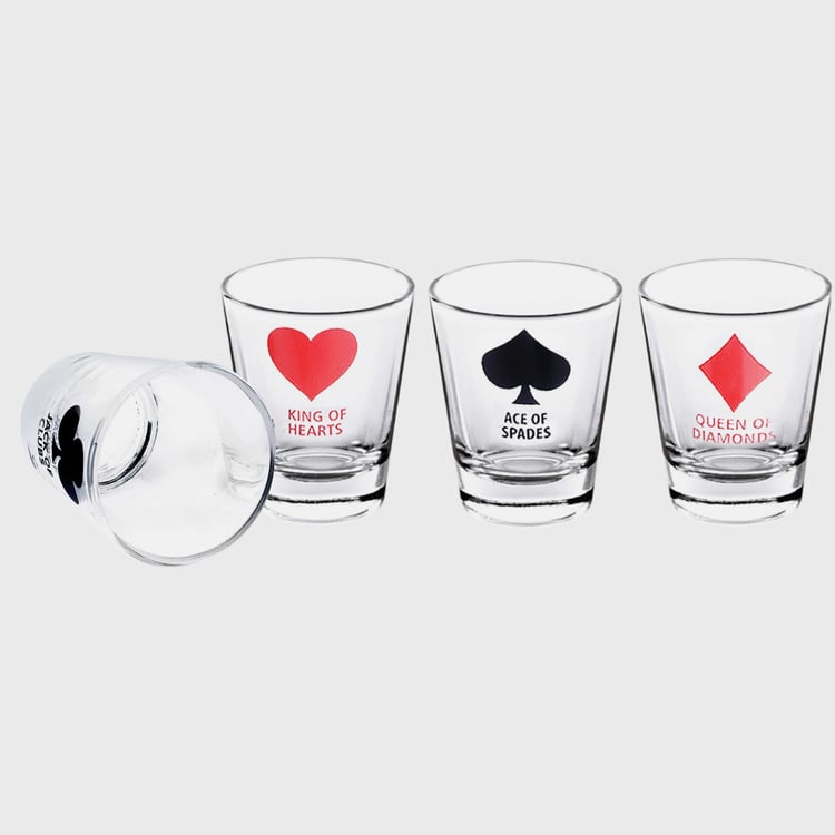 EK DO DHAI Set of 4 Printed Shot Glasses - 60ml