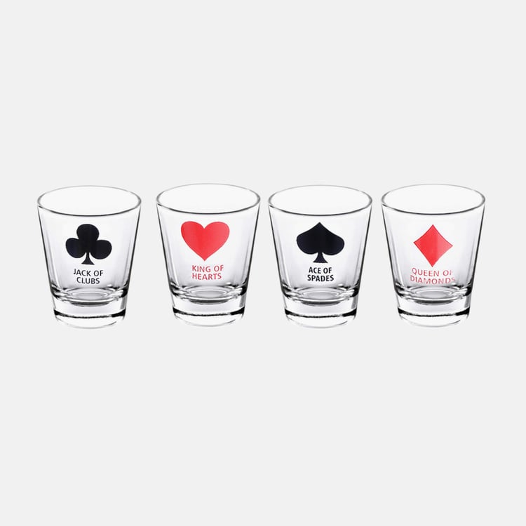 EK DO DHAI Set of 4 Printed Shot Glasses - 60ml