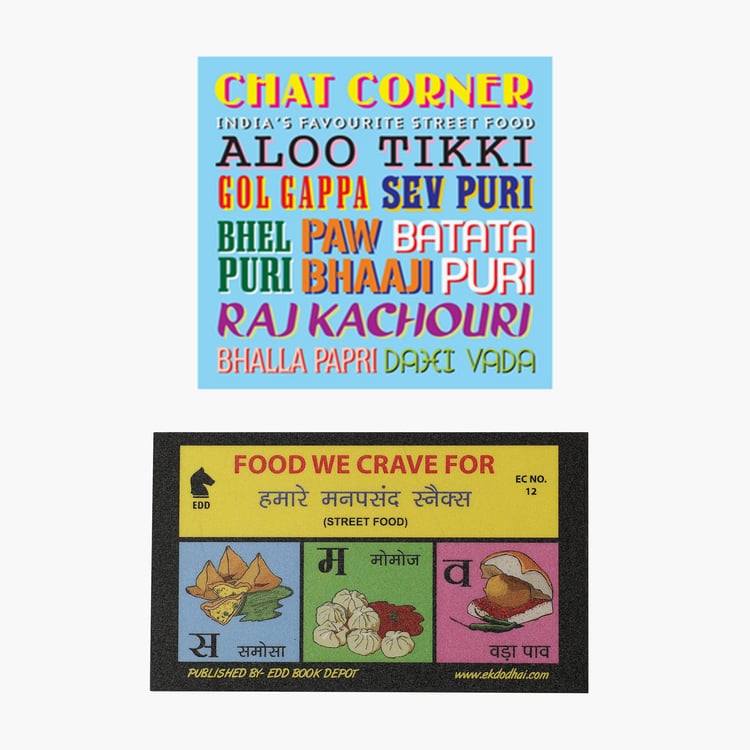 EK DO DHAI Set of 2 Foodie and Chat Corner Fridge Magnets