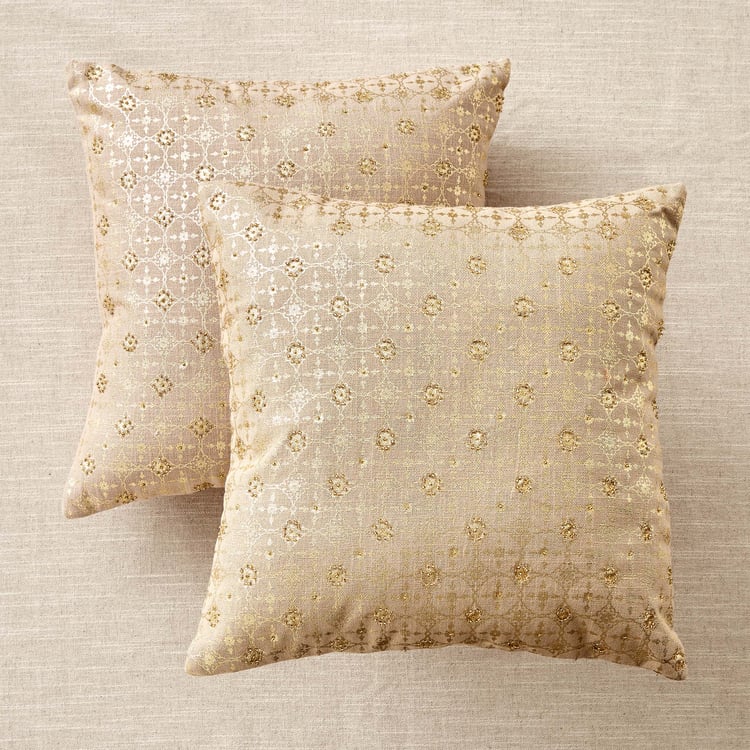 Celestial Set of 2 Foil Printed Cushion Covers - 40x40cm