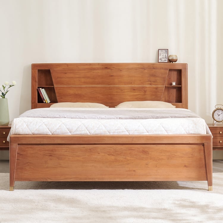 Amanda Amber Acacia Wood King Bed - Brown