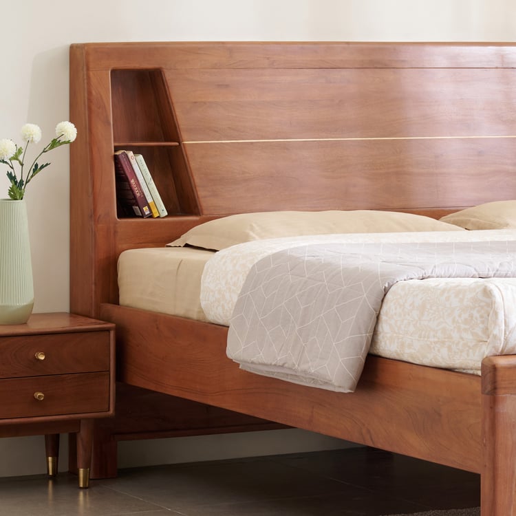 Amanda Amber Acacia Wood King Bed - Brown