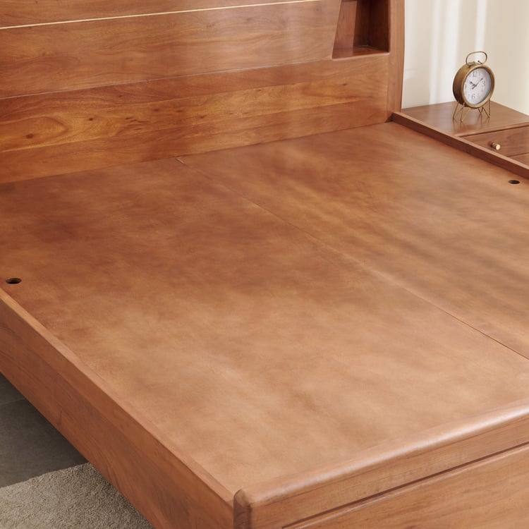 Amanda Amber Acacia Wood King Bed - Brown