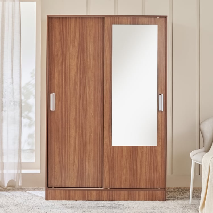 Helios Alton 2-Door Sliding Wardrobe with Mirror - Walnut