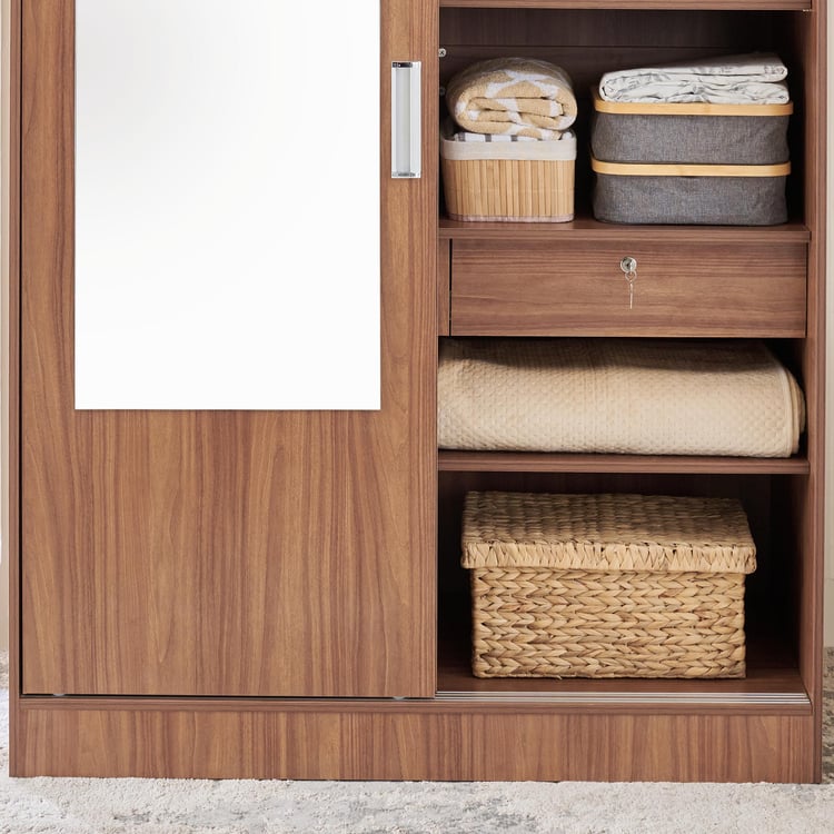 Helios Alton 2-Door Sliding Wardrobe with Mirror - Walnut