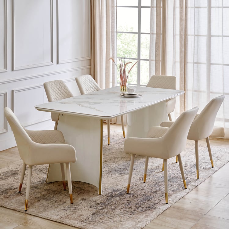 Senorita Set of 2 Faux Leather Dining Chairs - Cream