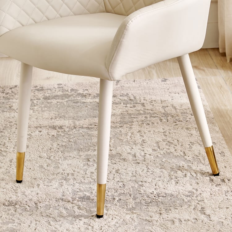 Senorita Set of 2 Faux Leather Dining Chairs - Cream