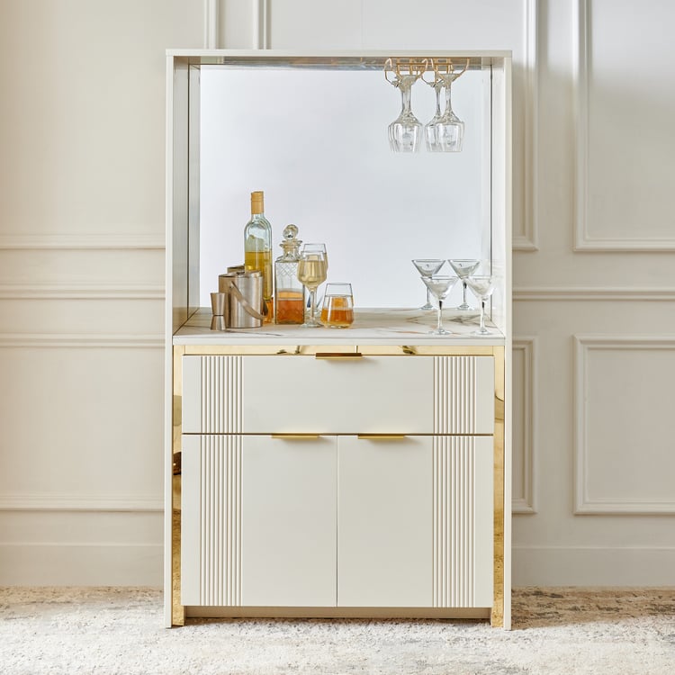 Modern Radiance Bar Cabinet with Drawer - Cream