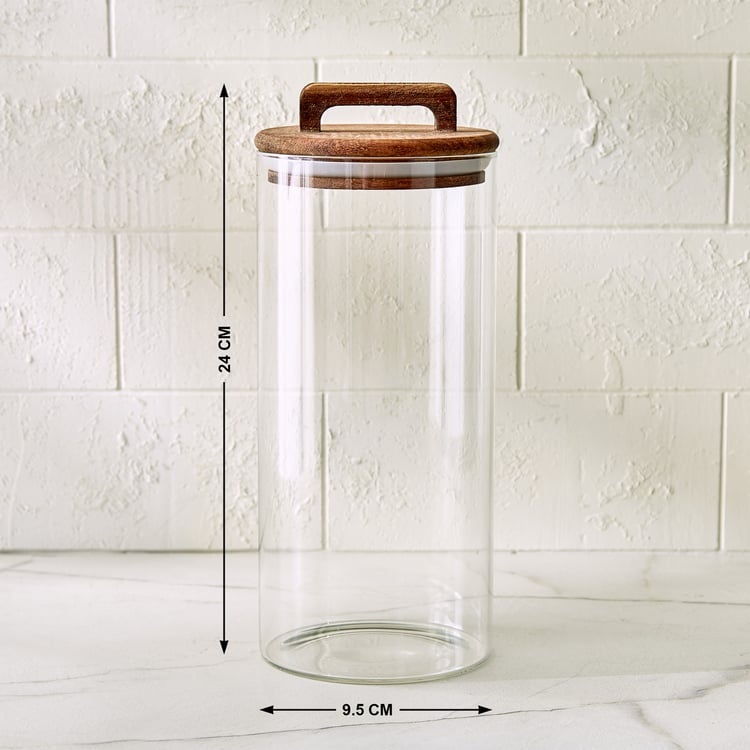 Chefs Pride Marcus Borosilicate Glass Jar with Acacia Wood Lid - 1.4L