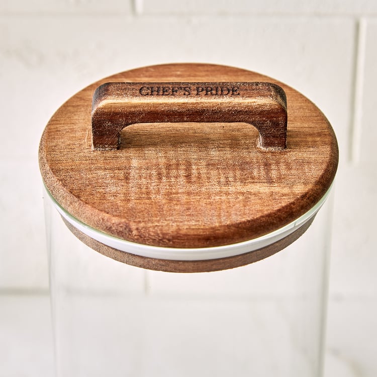 Chefs Pride Marcus Borosilicate Glass Jar with Acacia Wood Lid - 1.4L